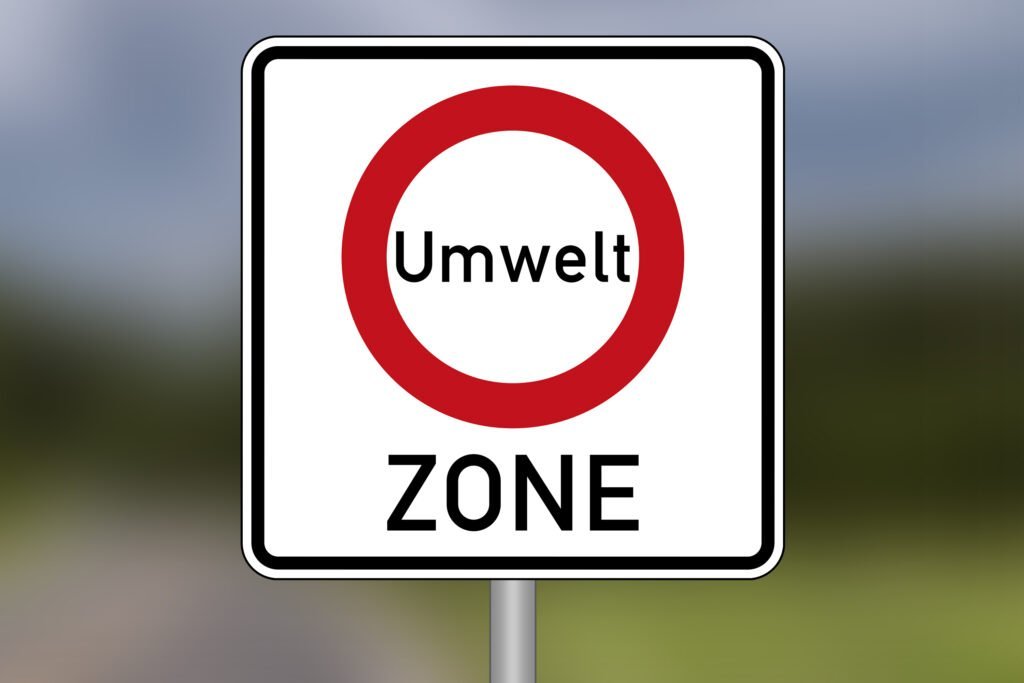 German Umweltzone low-emission zone road sign